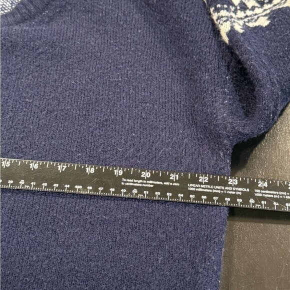 Alexia Admor Fair Isle Bulky Knit Navy Blue White Sweater Pockets Womens Medium - Picture 8 of 9